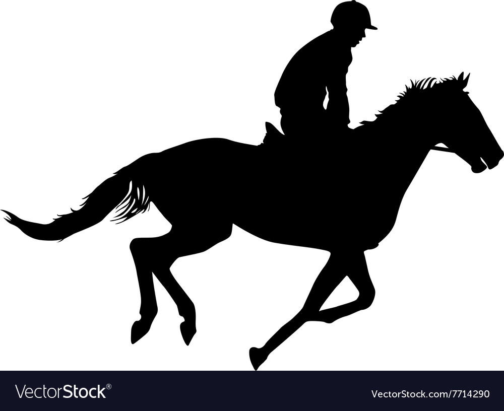 Silhouette of horse and jockey