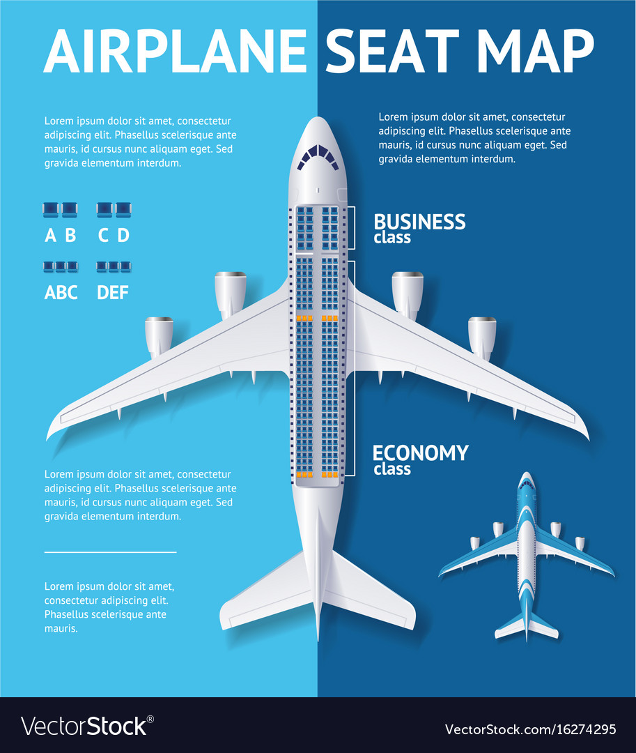 Airplane Seat Map Class Card Vector 16274295 