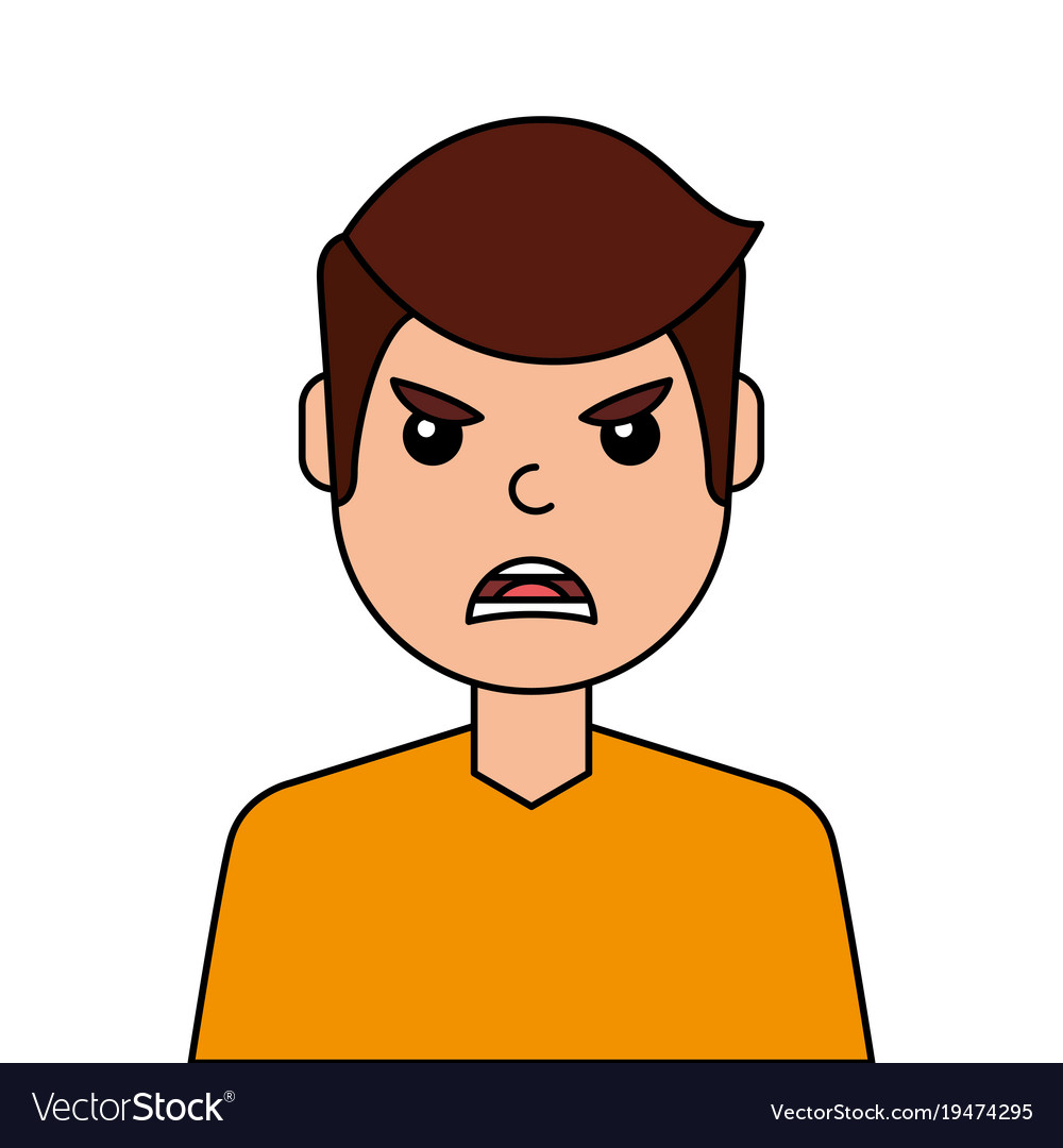 Angry young man avatar character Royalty Free Vector Image