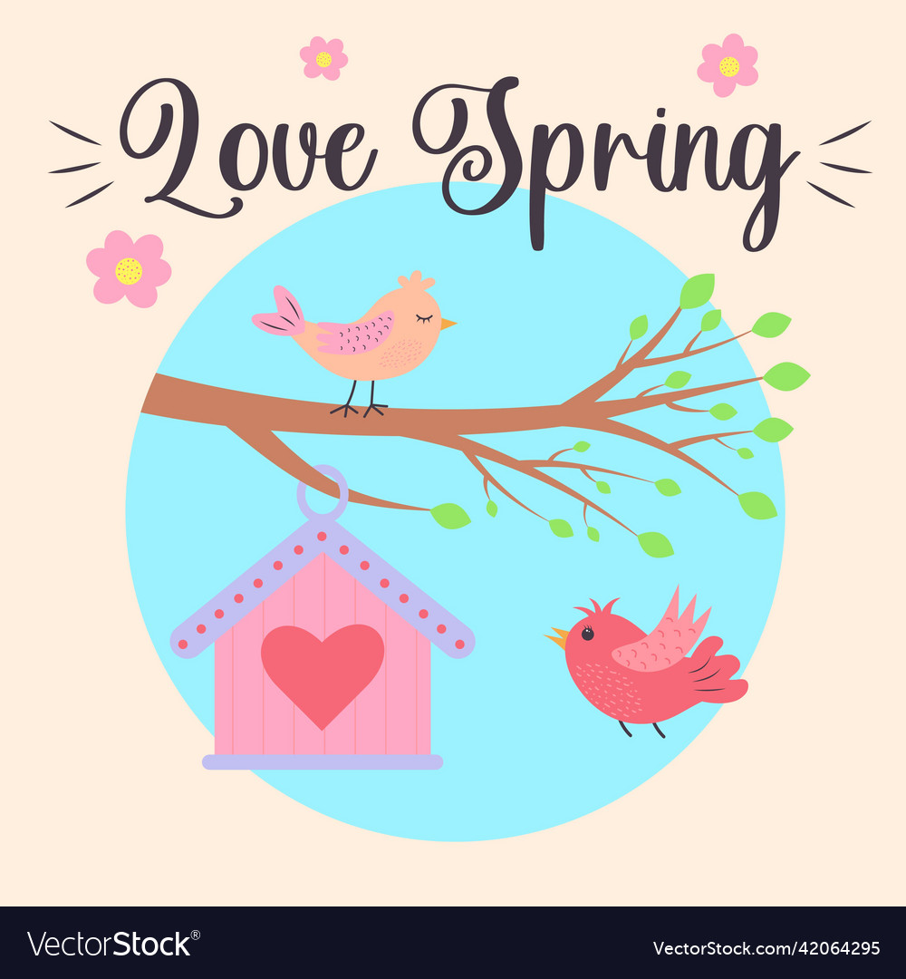 branch-with-a-birdhouse-and-cute-birds-royalty-free-vector