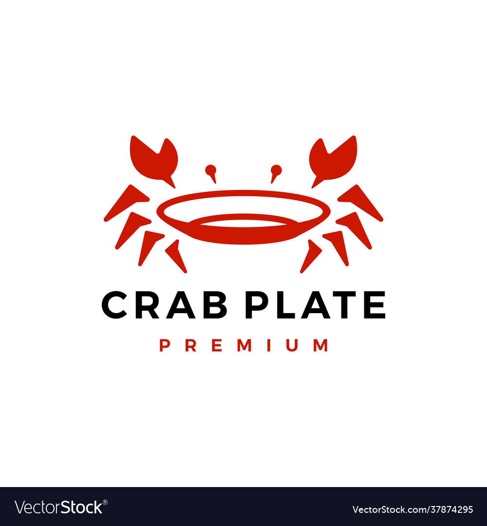 Crab plate restaurant seafood logo icon