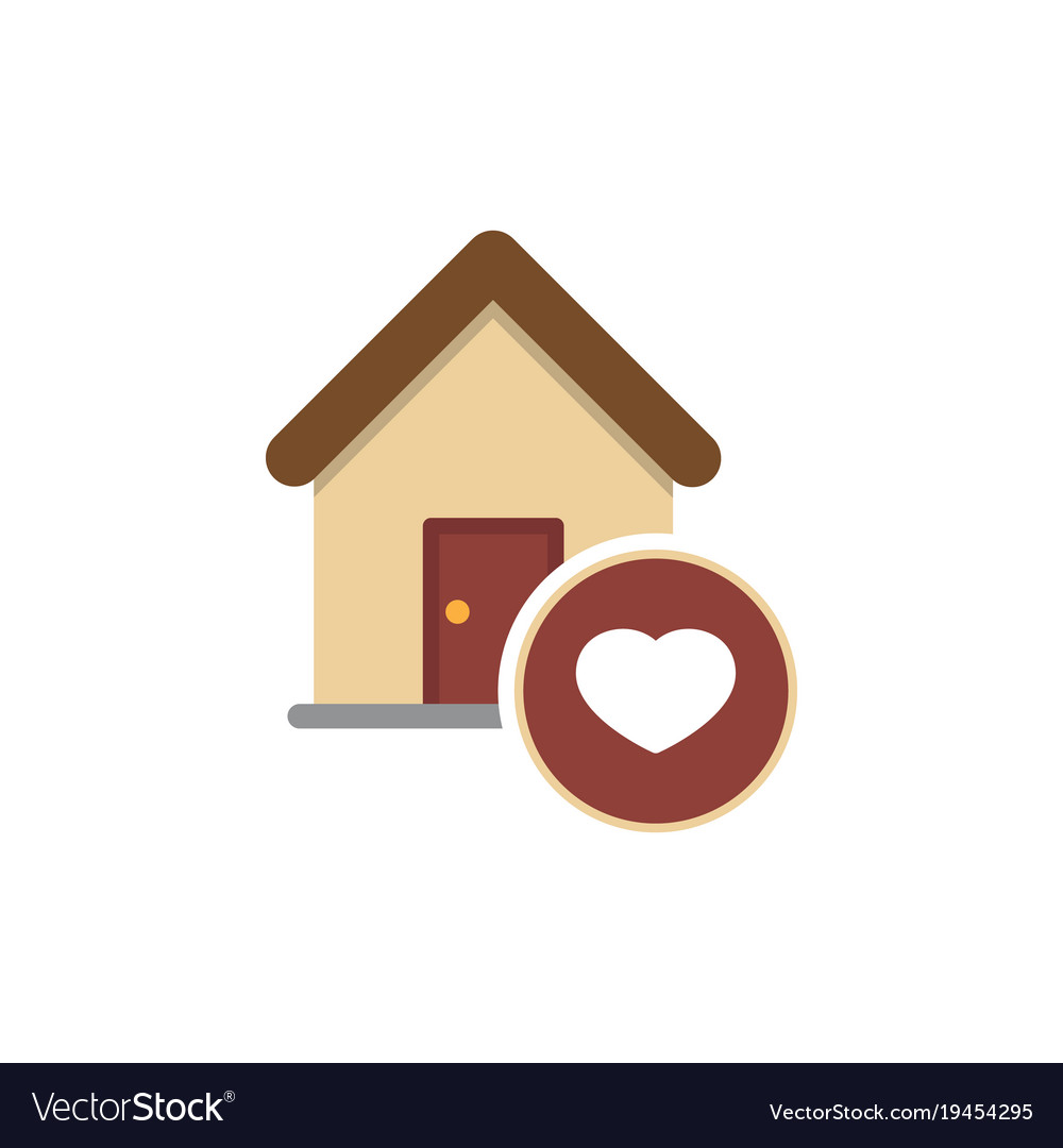 Family house flat icon with heart inside