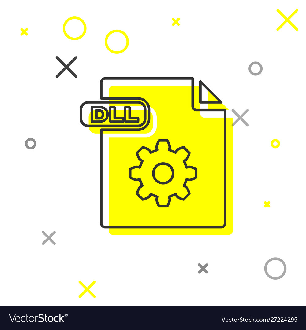 Grey line dll file document download dll button Vector Image