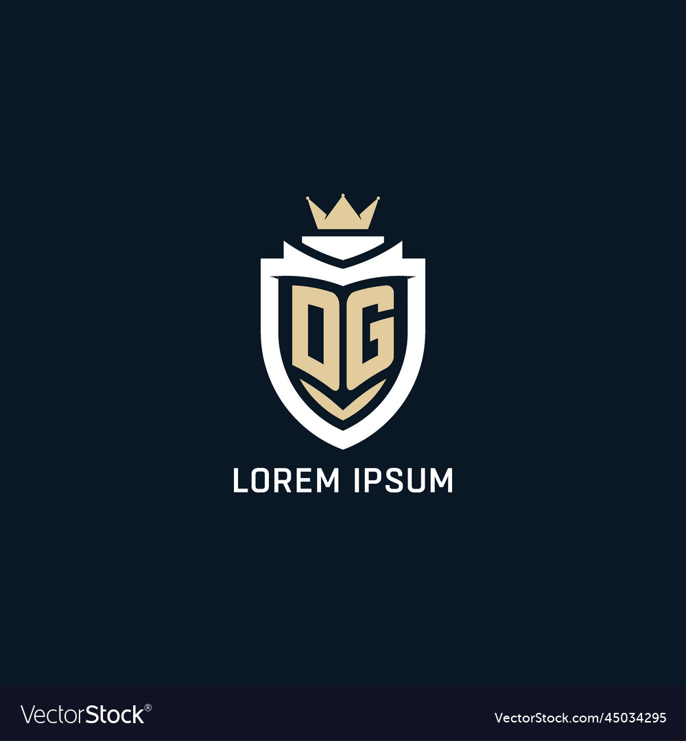 Initial letter dg shield and crown logo style Vector Image