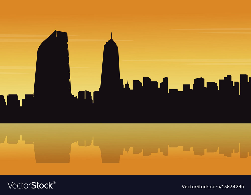 Landscape of mexico city with reflection Vector Image