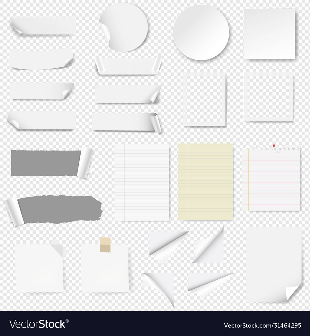 Paper label and blank note isolated Royalty Free Vector