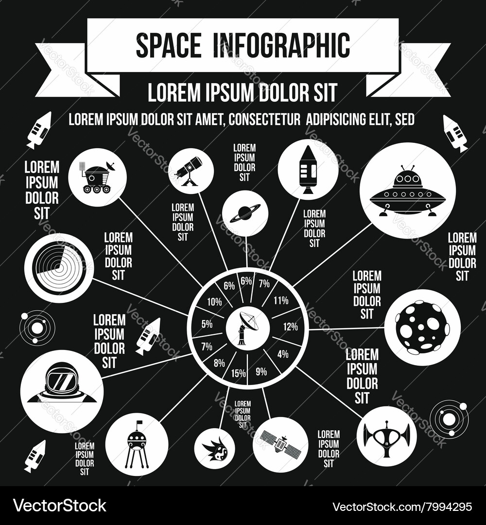 Space infographic elements simple style Royalty Free Vector