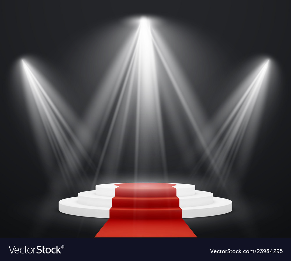 Tag det op Ødelægge Udlænding Stairs 3d with red carpet spotlight scene Vector Image