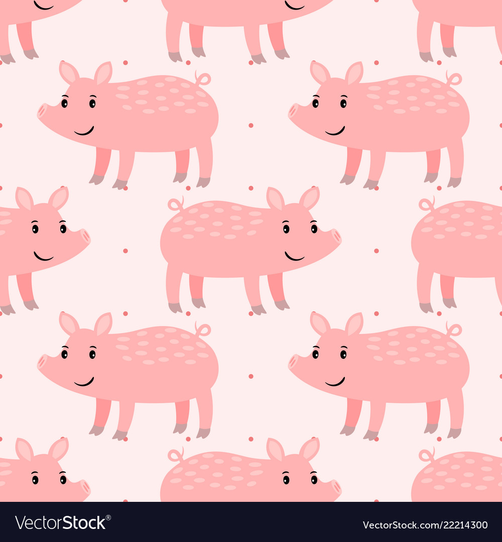 cute pink pig seamless pattern royalty free vector image