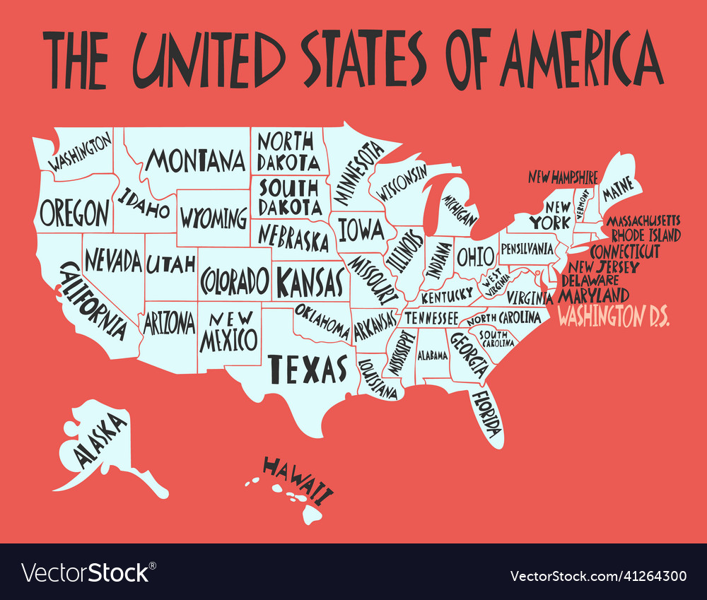 Hand drawn stylized map of the united states Vector Image