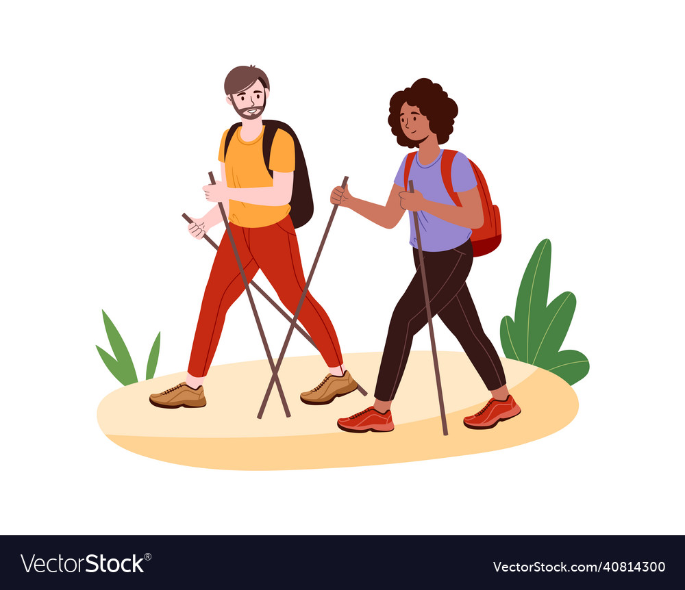 Man and woman walking