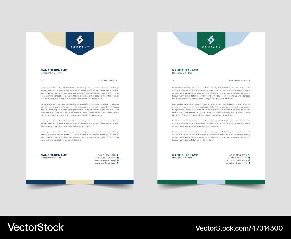 Professional letterhead template design Royalty Free Vector