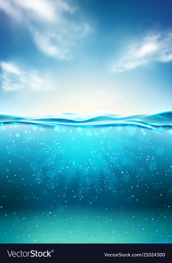 Sea landscape underwater space vector image Sea landscape underwater space