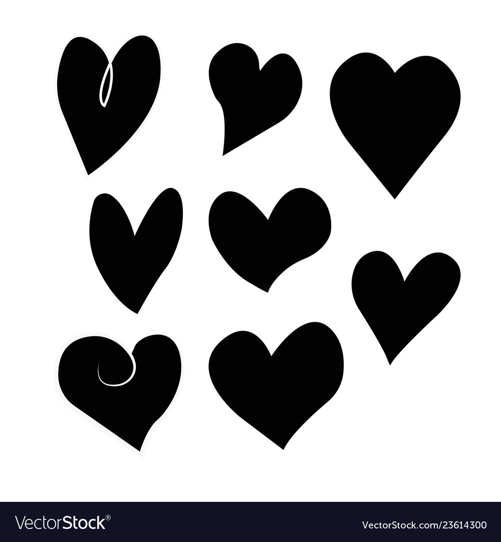 Set of outline hand drawn heart icon Royalty Free Vector