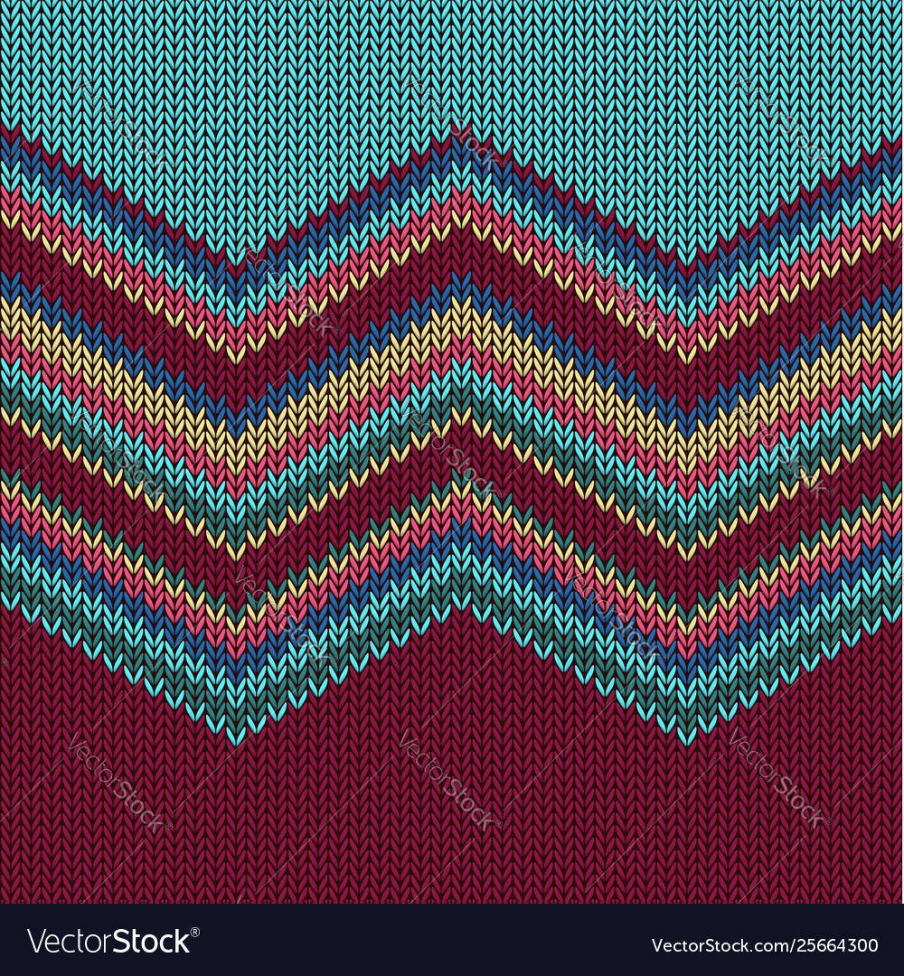 Zigzag colorful knitted pattern for background Vector Image