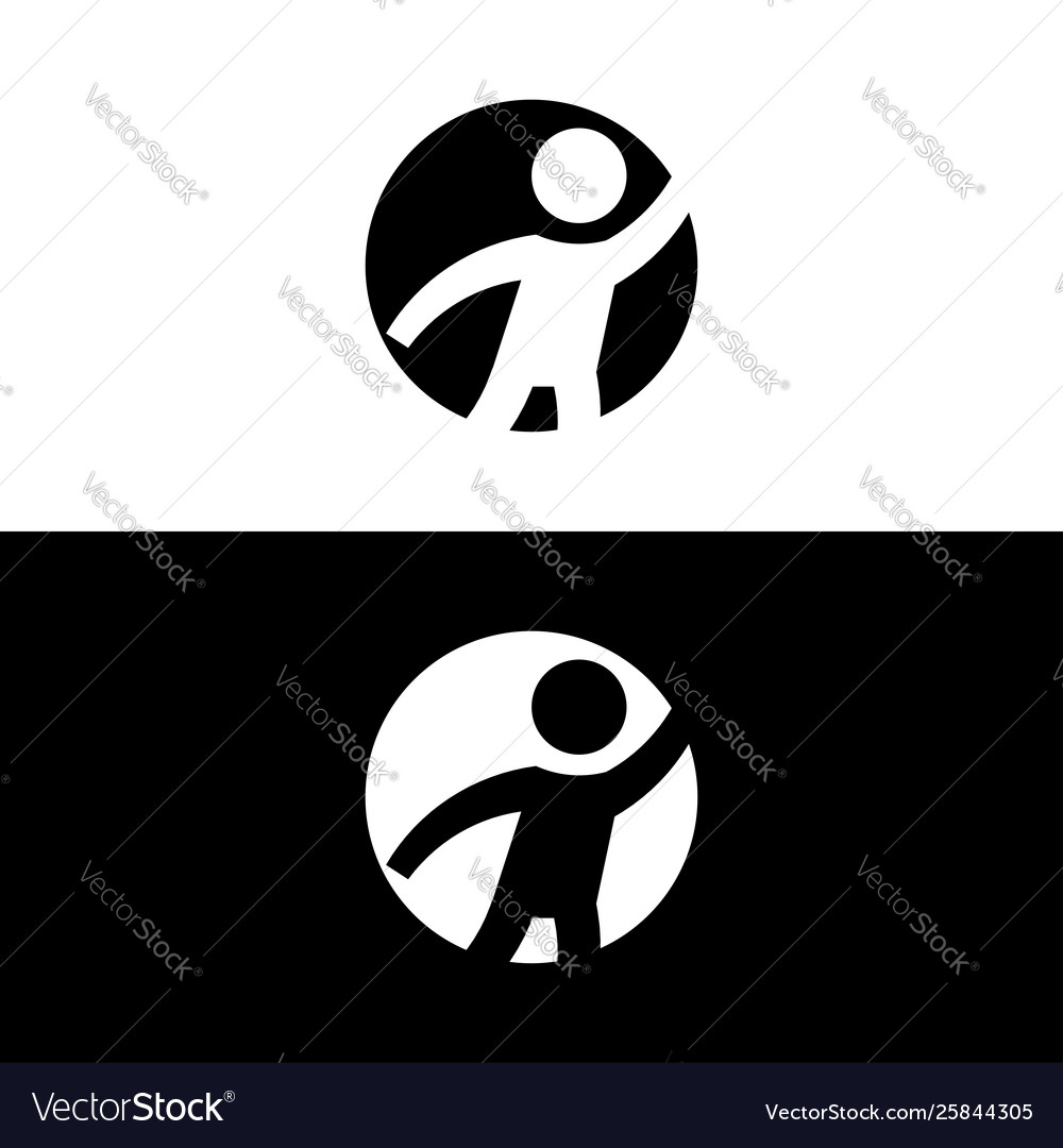 Active man round glyph style icon on white