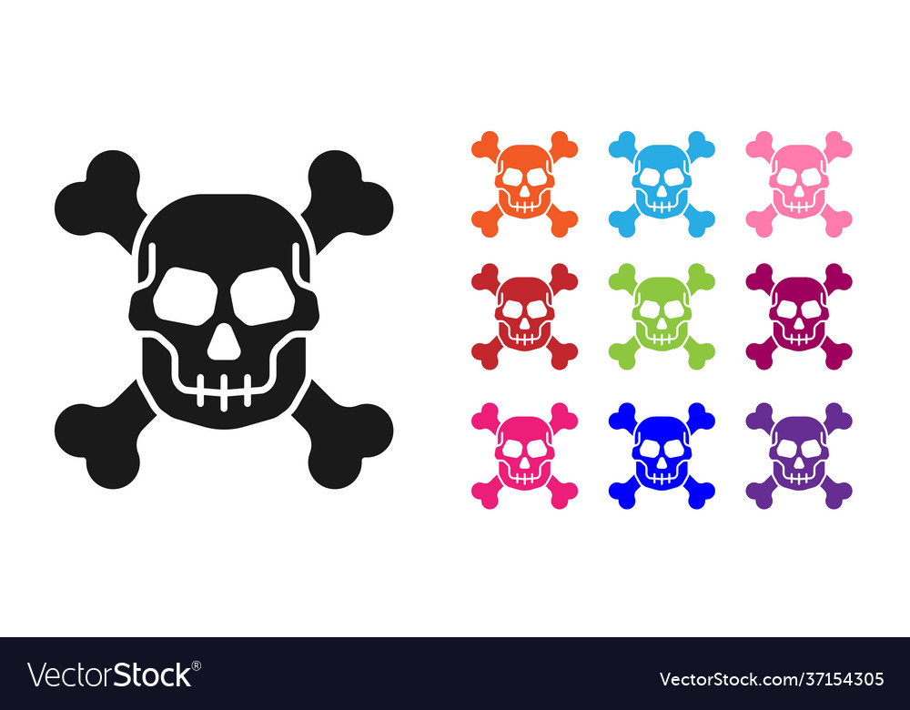 Black skull on crossbones icon isolated white