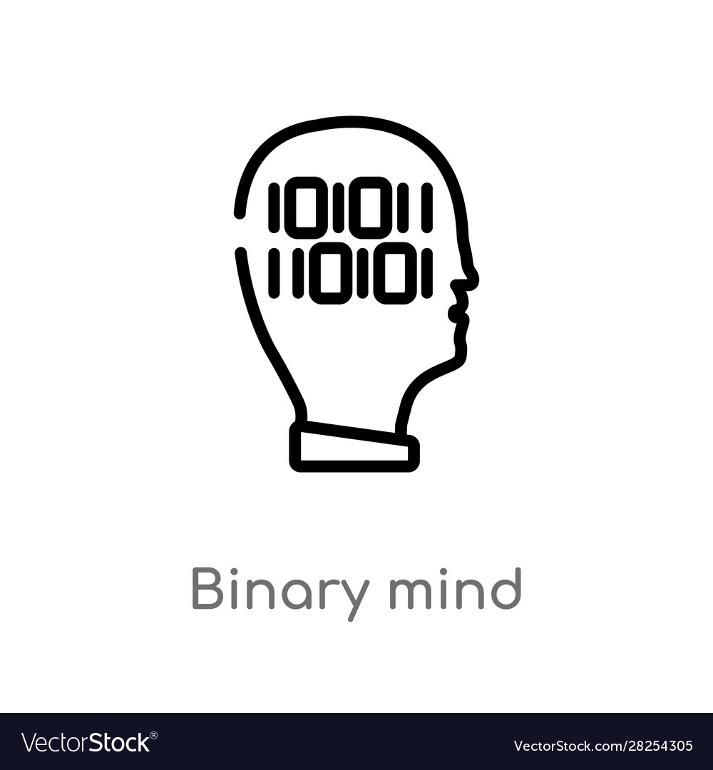 Outline binary mind icon isolated black simple Vector Image