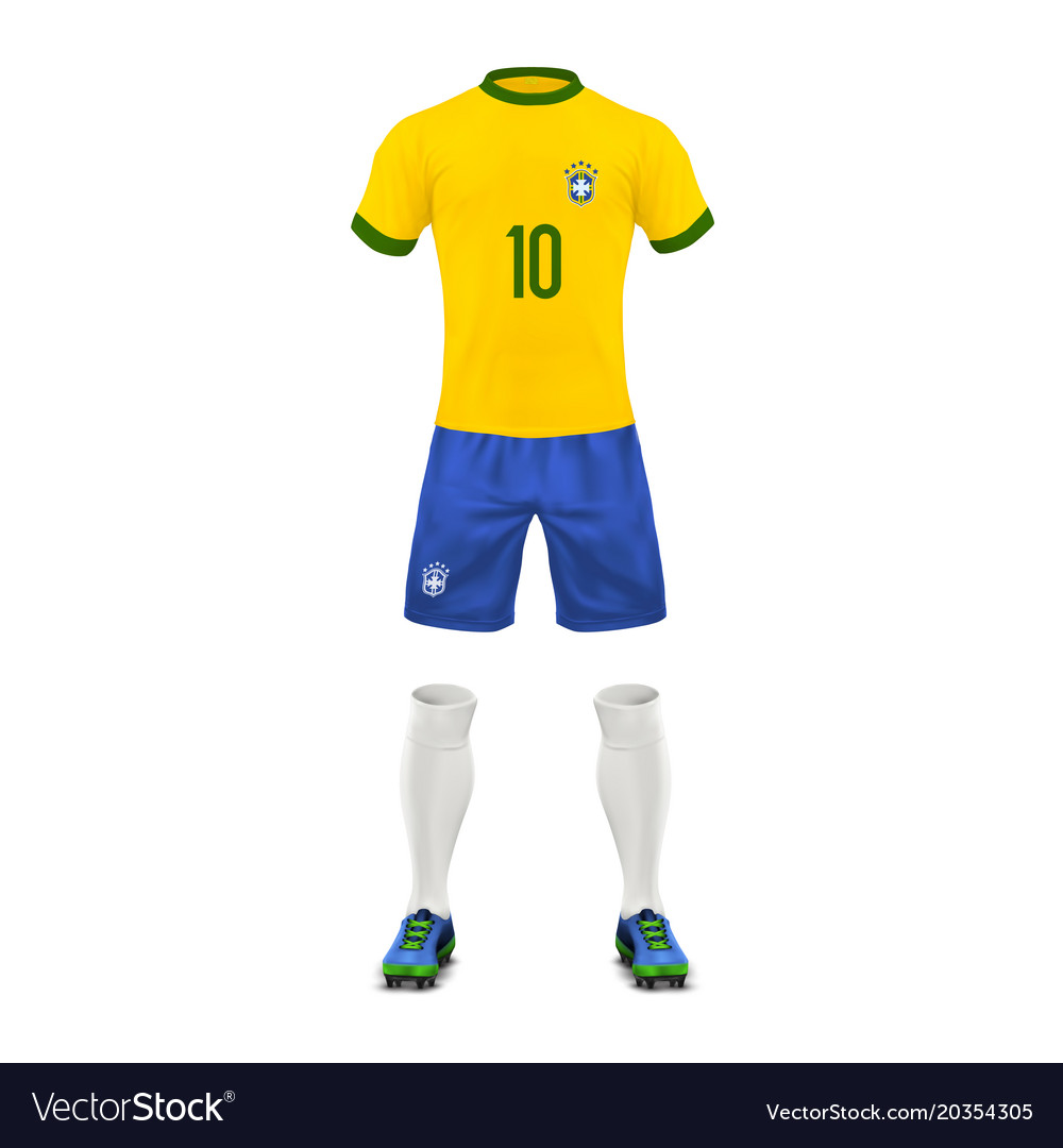 Realistic soccer uniform of a brazil team Vector Image