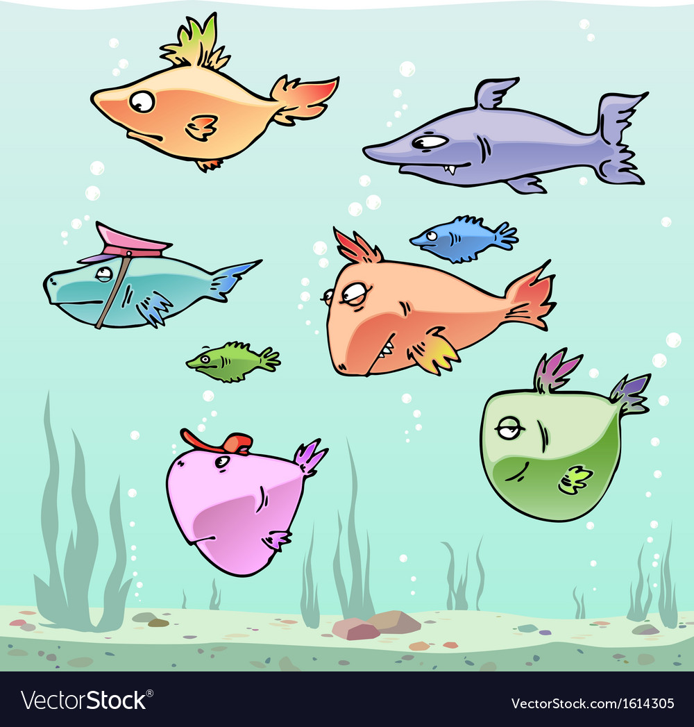 Set of the funny fishes