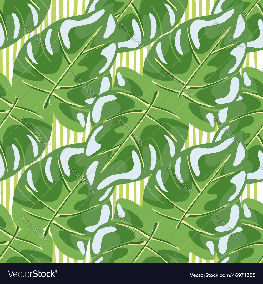 Stylized tropical leaves seamless pattern