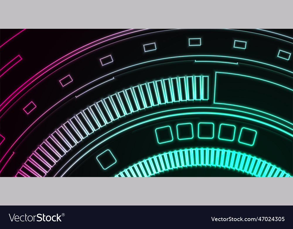 Türkis und violettes glühendes Neon-Hud-Getriebe