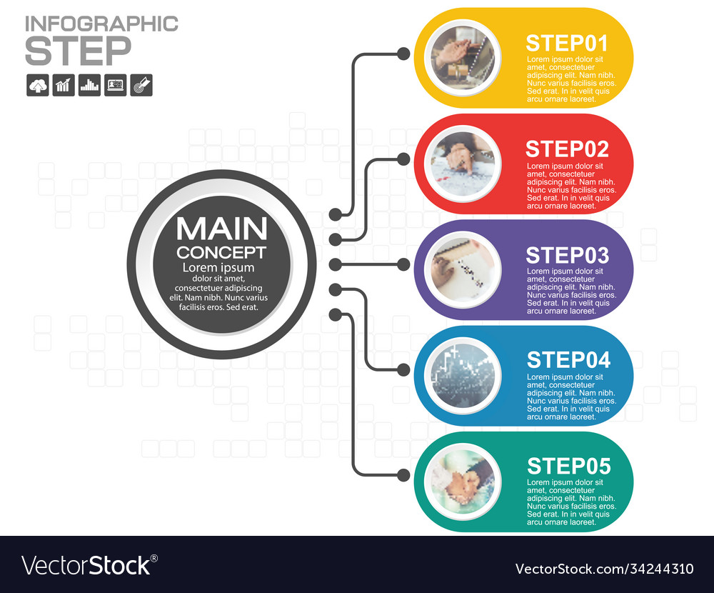 Business data process chart diagram with steps Vector Image