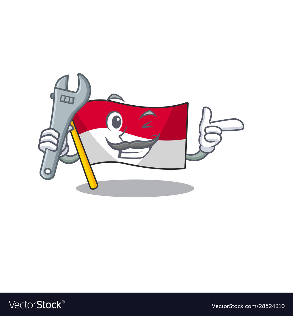 Cool mechanic flag monaco scroll cartoon character