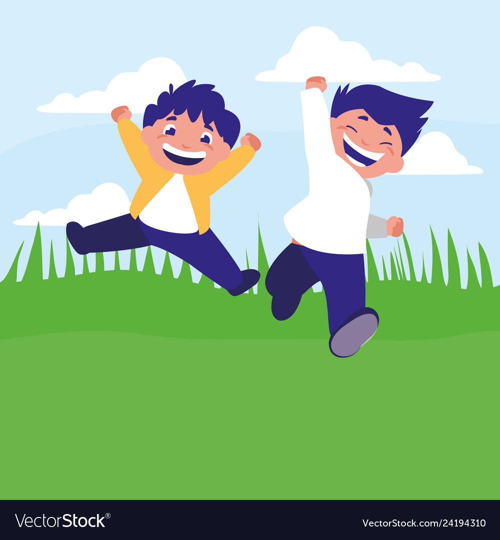 Happy fat boys celebrating in the camp Royalty Free Vector