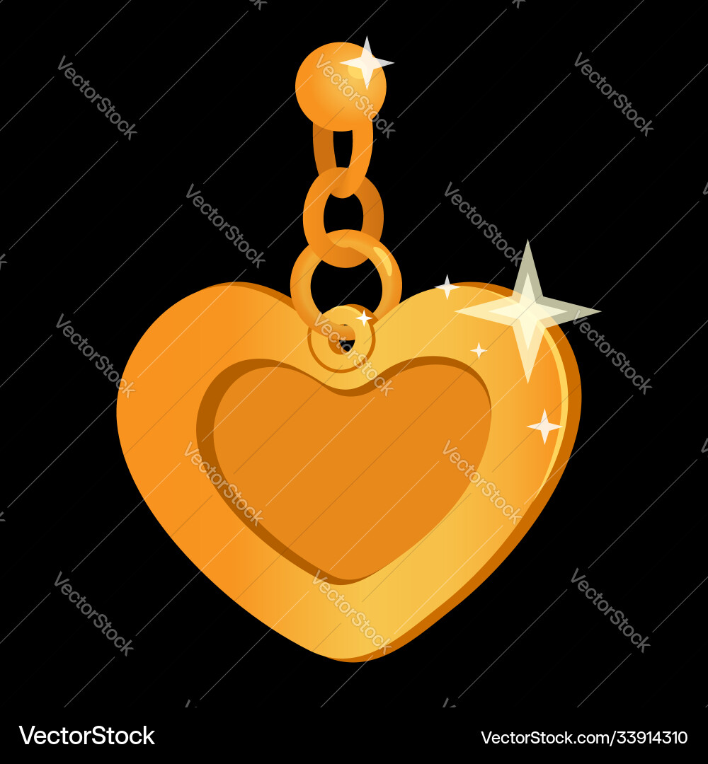 Heart shaped gold glitter pendant Royalty Free Vector Image
