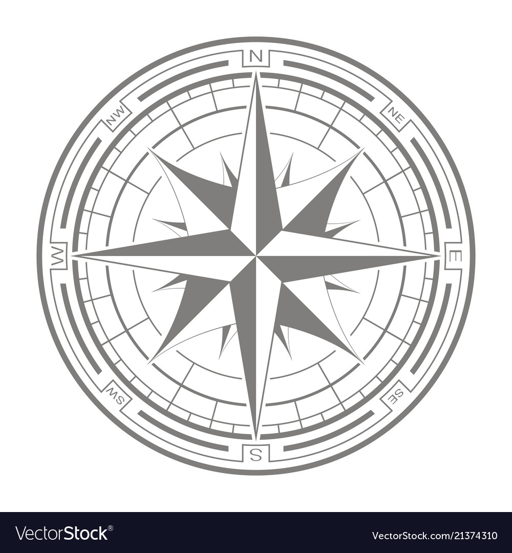 Icon with compass rose Royalty Free Vector Image