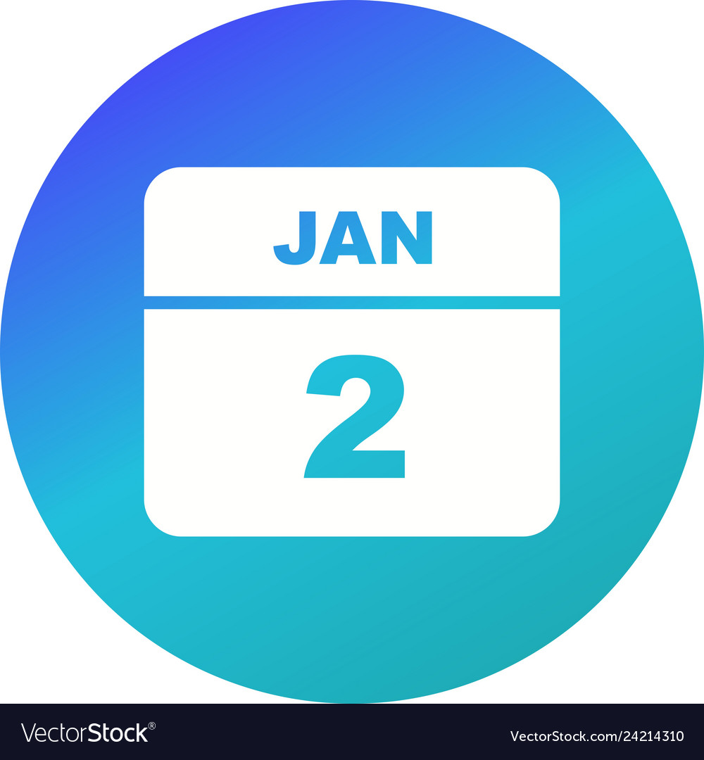 January 2nd date on a single day calendar