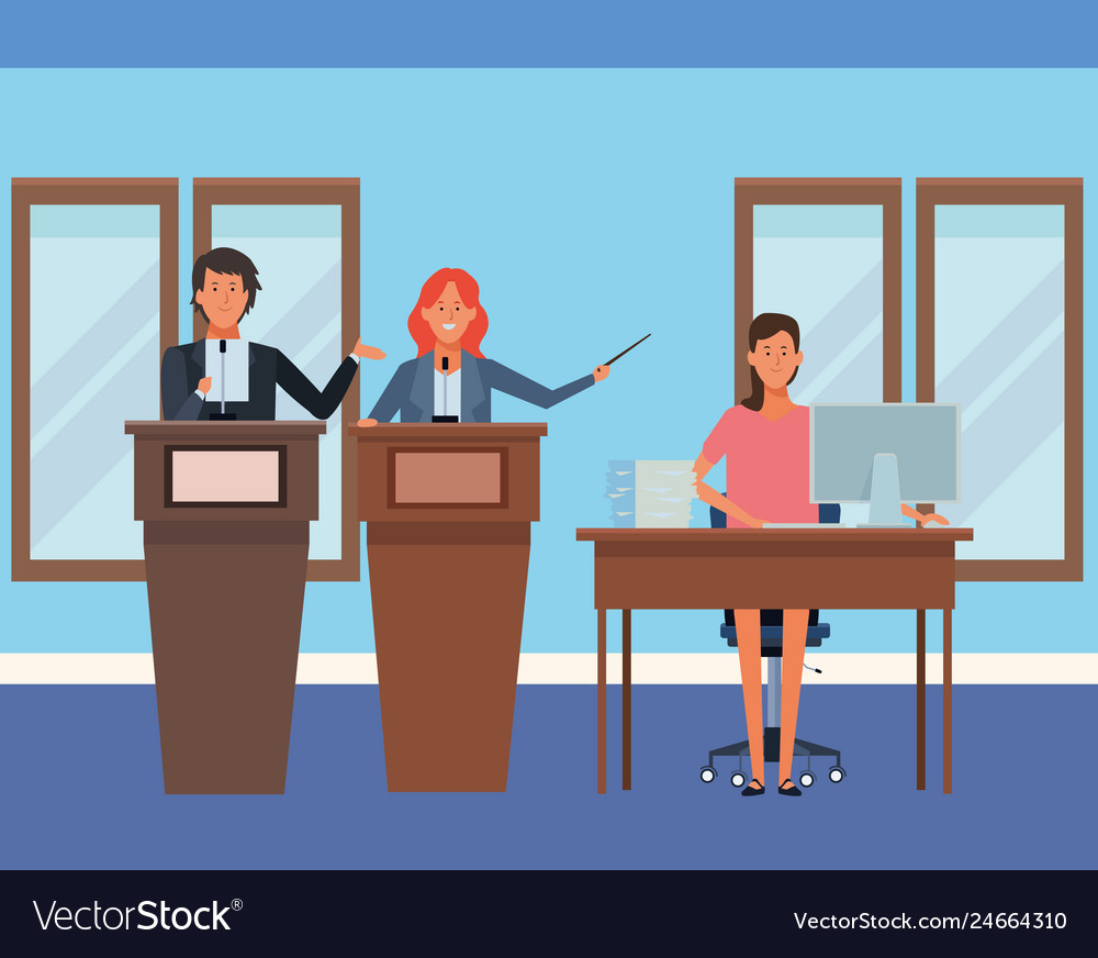 People in podium and desk