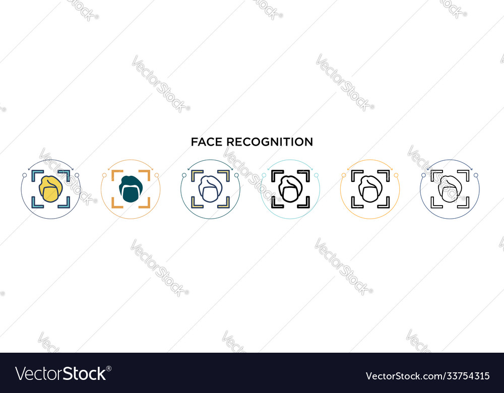 Face recognition icon in filled thin line outline