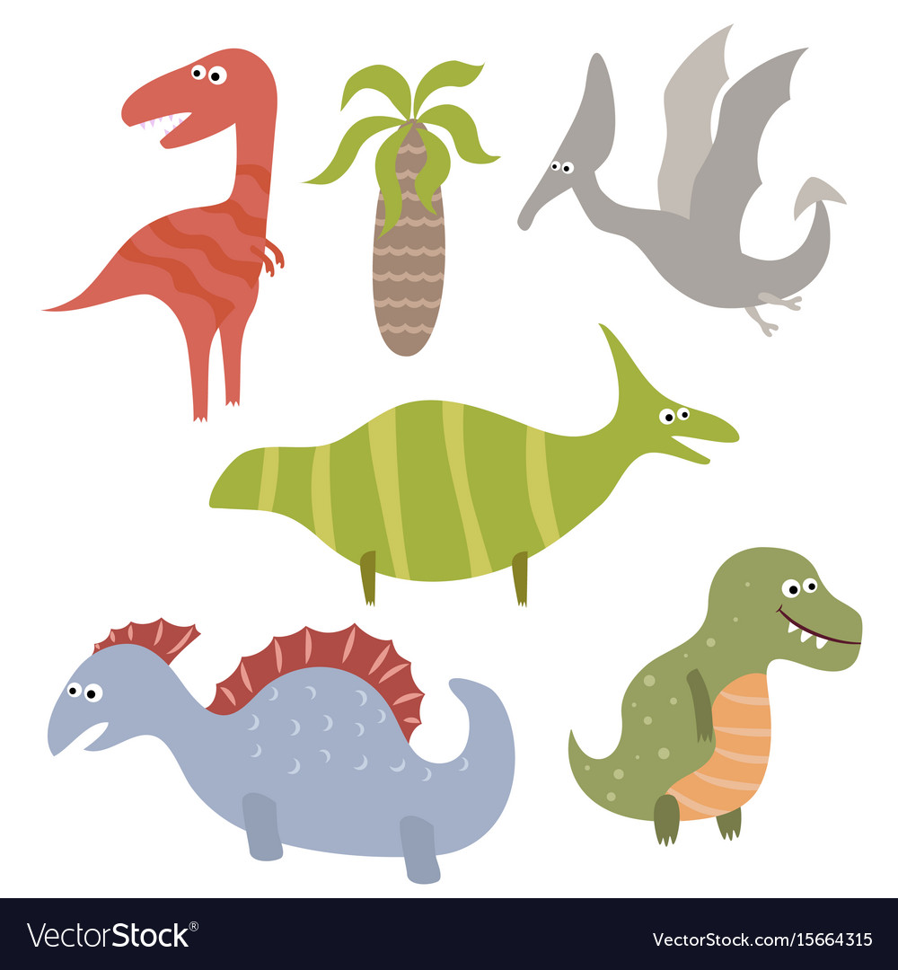 Funny cartoon dinosaurs Royalty Free Vector Image