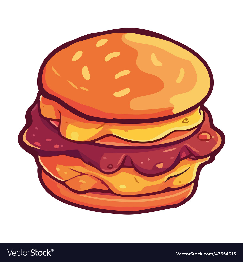 Grilled burger on bun fast food Royalty Free Vector Image