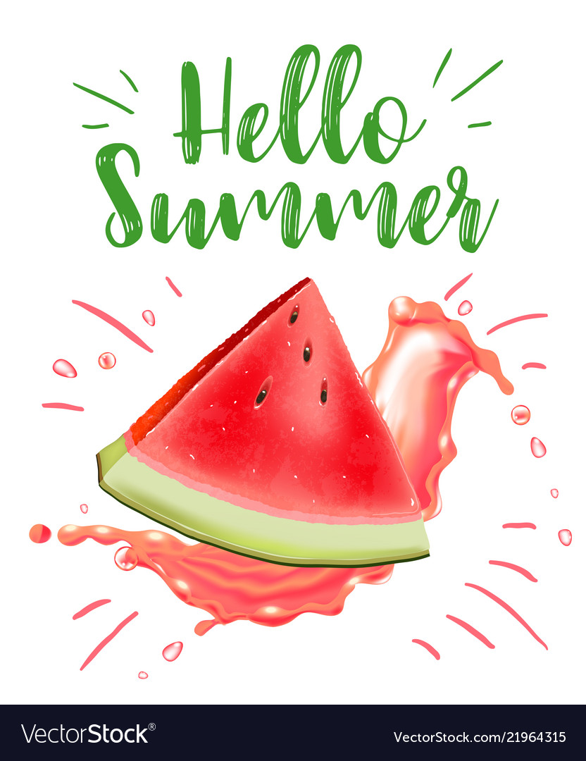 Lettering hello summer watermelon print Royalty Free Vector