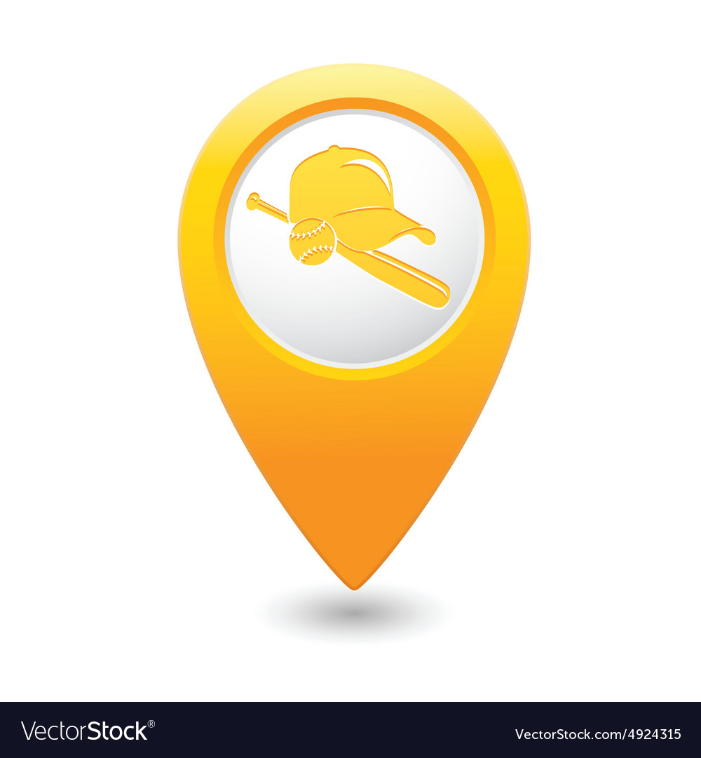 Map pointer with baseball icon