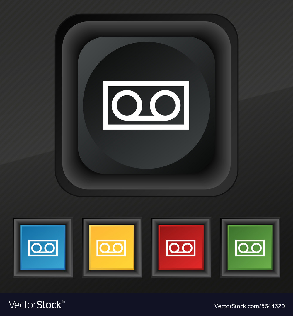 Audio cassette icon symbol set of five colorful