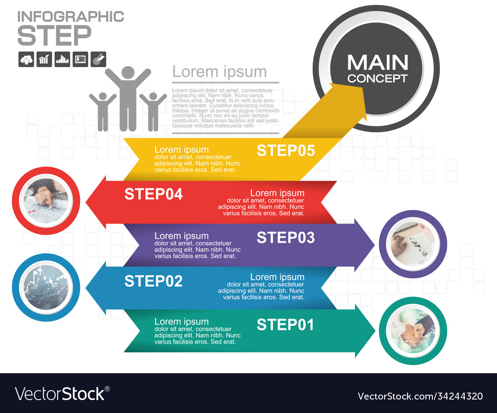 Business data process chart diagram with steps Vector Image