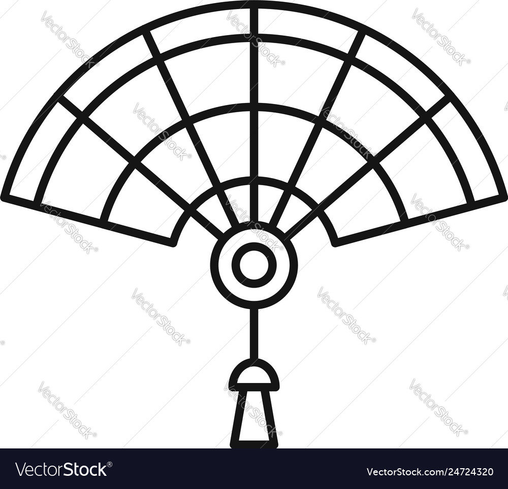 China hand fan icon outline style Royalty Free Vector Image