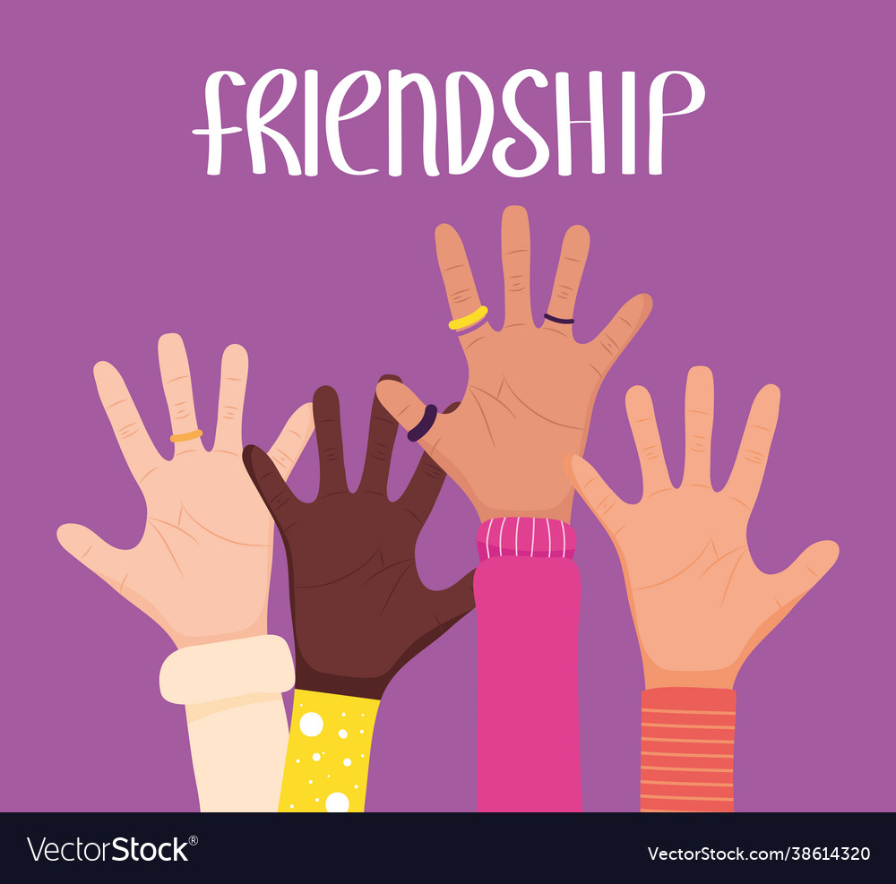 Friendship hands raised Royalty Free Vector Image