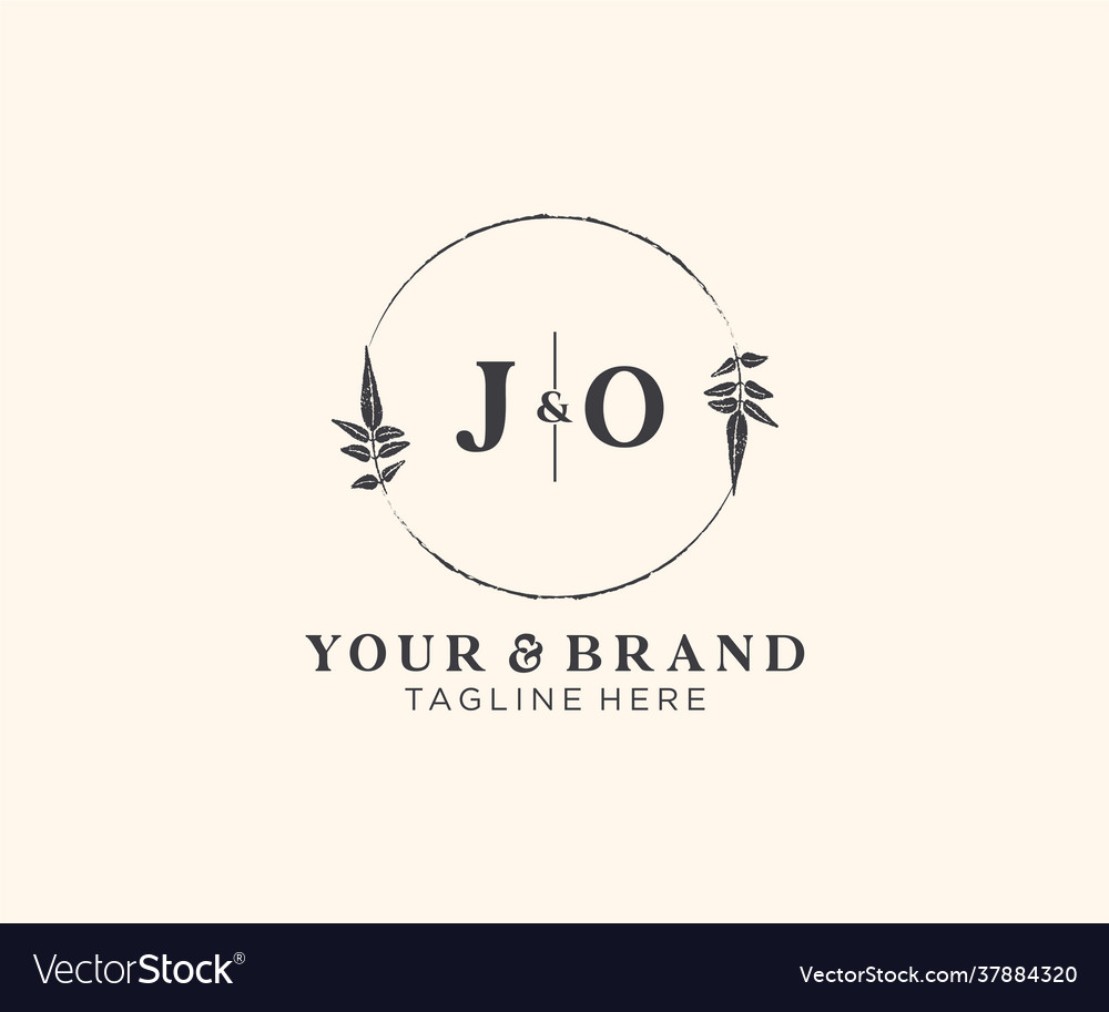 Initial jo letters floral frames botanical Vector Image