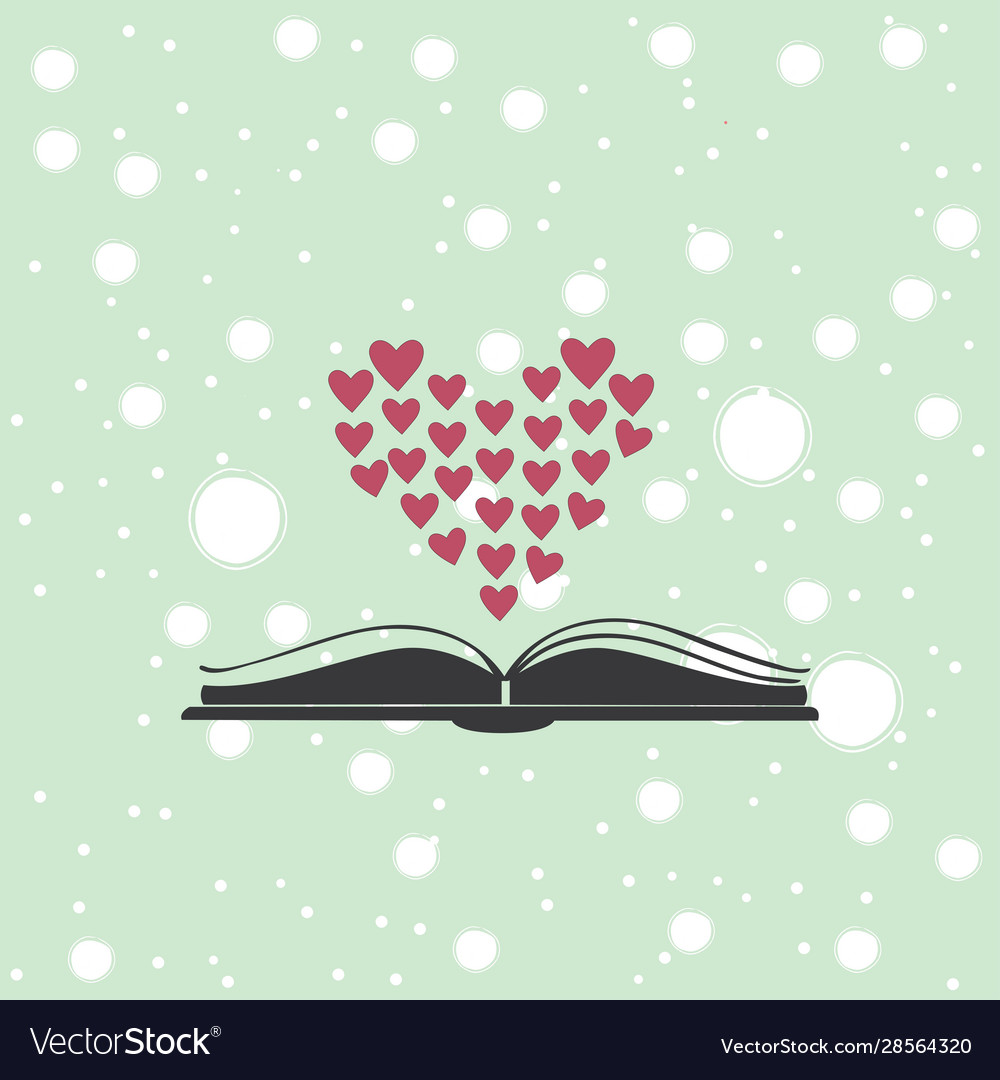 Open book icon with hearts shaped in bigger heart