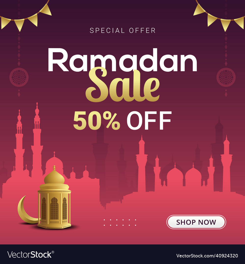 Ramadan sale banner discount Royalty Free Vector Image