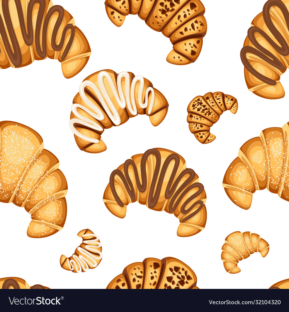 Seamless pattern croissant with different Vector Image