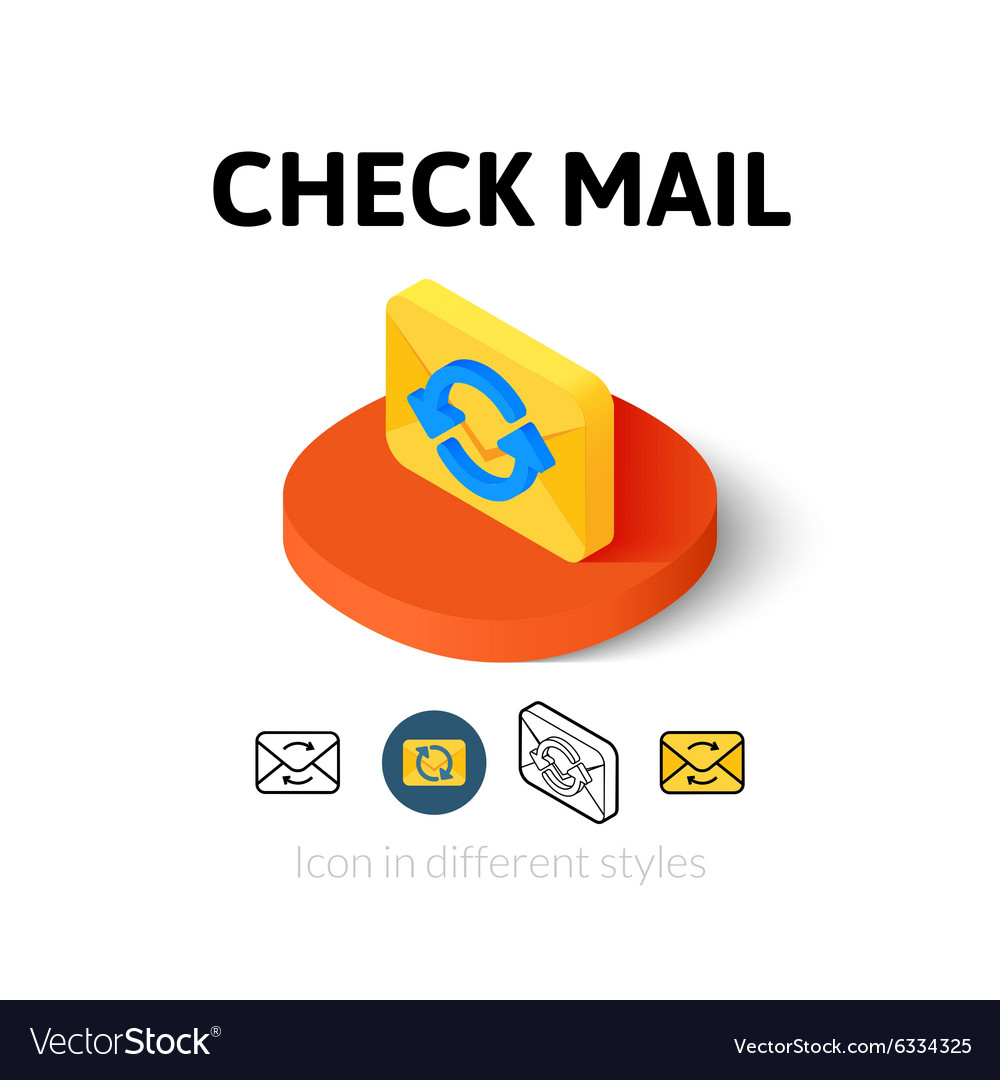 Check mail icon in different style Royalty Free Vector Image
