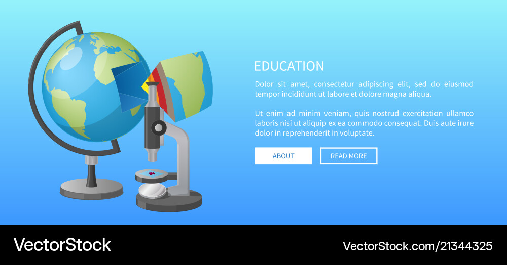 Education Banner With Globe Model And Microscope Vector Image