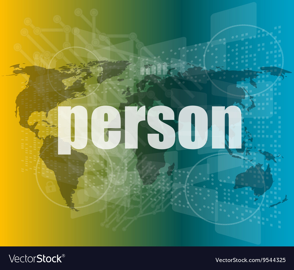 Person word on digital touch screen Royalty Free Vector