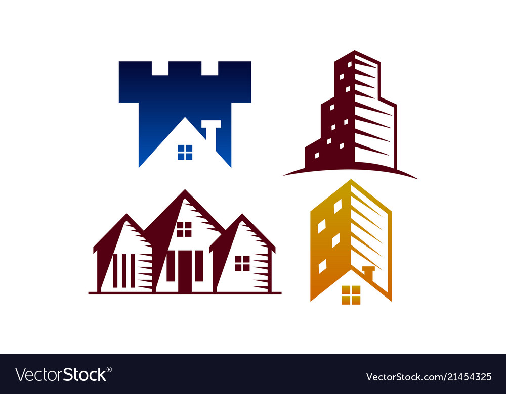 Real estate logo design template set bundle Vector Image